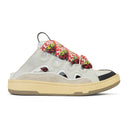 WHITE CURB MULES LOW TOP SNEAKERS