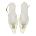 WHITE SWING BALLERINES SLING 15MM BIJOU FLATS