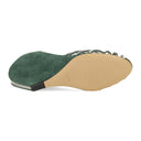 GREEN/SILVER BANANA WEDGE SANDAL 90MM HEELS