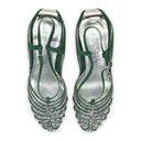 GREEN/SILVER BANANA WEDGE SANDAL 90MM HEELS