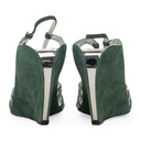 GREEN/SILVER BANANA WEDGE SANDAL 90MM HEELS
