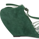 GREEN/SILVER BANANA WEDGE SANDAL 90MM HEELS