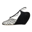 BLACK/SILVER BANANA WEDGE SANDAL 90MM HEELS