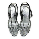 BLACK/SILVER BANANA WEDGE SANDAL 90MM HEELS