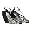 BLACK/SILVER BANANA WEDGE SANDAL 90MM HEELS