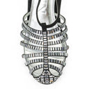 BLACK/SILVER BANANA WEDGE SANDAL 90MM HEELS