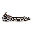 WHITE/BLACK BALLERINE AVEC PONEY LEOPARD FLATS