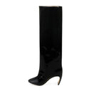 BLACK BANANA HEEL 80MM LARGE KNEE-HIGH BOOTS