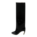 BLACK BANANA HEEL 80MM LARGE KNEE-HIGH BOOTS