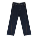 BLUE TWISTED DENIM BAGGY STRAIGHT-FIT JEANS