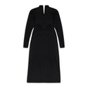 BLACK LONG SLEEVE DRAPED MIDI FORMAL DRESS