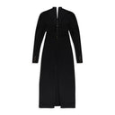 BLACK LONG SLEEVE DRAPED MIDI FORMAL DRESS