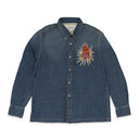 BLUE EMBROIDERED DENIM BUTTON-DOWN SHIRT