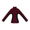 BURGUNDY MIX MEDIA TIGHT KNIT BLOUSE