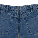 BLUE ZIP THROUGH STRAIGHT-FIT JEANS