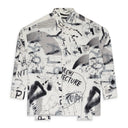 BLACK/WHITE PRINT DRAWING BUTTON-DOWN SHIRT