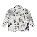 BLACK/WHITE PRINT DRAWING BUTTON-DOWN SHIRT