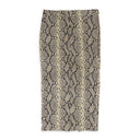 BEIGE SNAKE EMBOSSED LEATHER PENCIL SKIRT