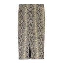 BEIGE SNAKE EMBOSSED LEATHER PENCIL SKIRT