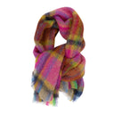 PINK PLAID MOHAIR SCARF
