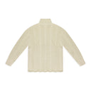 CREAM ARAN CABLE MOCKNECK SWEATER