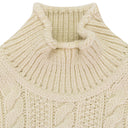 CREAM ARAN CABLE MOCKNECK SWEATER