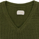 GREEN WAFFLE V-NECK SWEATER VEST