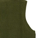 GREEN WAFFLE V-NECK SWEATER VEST