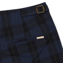 NAVY PLAID NYLON TROUSERS