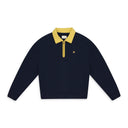 NAVY CREST QUARTER ZIP SWEATER