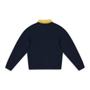 NAVY CREST QUARTER ZIP SWEATER