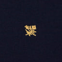 NAVY CREST QUARTER ZIP SWEATER