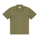 GREEN/WHITE SILK BLEND STRIPED BUTTON-DOWN
