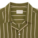GREEN/WHITE SILK BLEND STRIPED BUTTON-DOWN