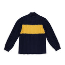 NAVY ARAN CABLE MOCKNECK SWEATER