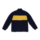 NAVY ARAN CABLE MOCKNECK SWEATER