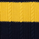 NAVY ARAN CABLE MOCKNECK SWEATER