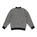 BLACK LONG-SLEEVE HOUNDSTOOTH POLO SHIRT