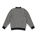 BLACK LONG-SLEEVE HOUNDSTOOTH POLO SHIRT