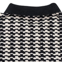 BLACK LONG-SLEEVE HOUNDSTOOTH POLO SHIRT