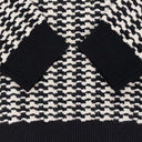BLACK LONG-SLEEVE HOUNDSTOOTH POLO SHIRT
