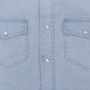 BLUE CHAMBRAY SNAP BUTTON-DOWN SHIRT