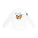 WHITE NEW BALANCE GRAPHIC TRAIL BUTTON-DOWN