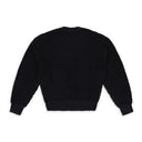 BLACK LOOSE KNIT WAFFLE CREWNECK SWEATER