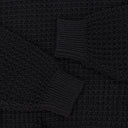 BLACK LOOSE KNIT WAFFLE CREWNECK SWEATER