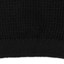 BLACK LOOSE KNIT WAFFLE CREWNECK SWEATER