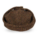 BROWN HERRINGBONE EARFLAP HAT