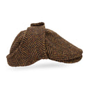 BROWN HERRINGBONE EARFLAP HAT
