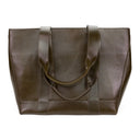 GREEN DEBOSSED LOGO LEATHER TOTE BAG