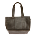 GREEN DEBOSSED LOGO LEATHER TOTE BAG